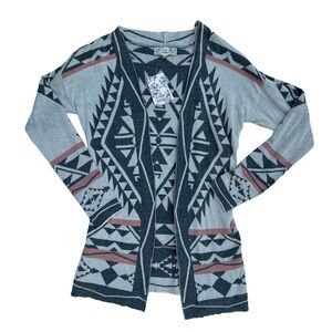 Pink Republic Boho Aztec Design Cardigan Sweater Size M NWT